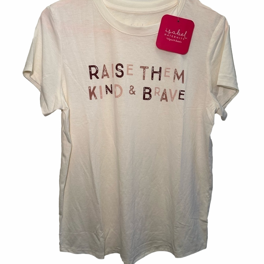 NWT Isabel Maternity Short Sleeve Raise Them Kind & Brave Blouse Size Medium